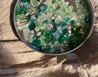 Green Bead mix- lots of shapes and hues