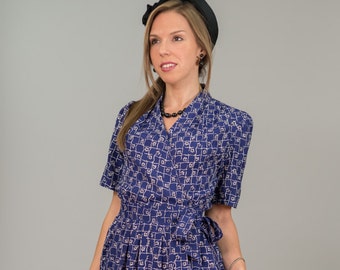 Vintage Cobalt Blue Mini Dress (Size Small/Medium