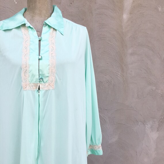 Vintage 1960s Mint Green Floor Length Night Gown … - image 3