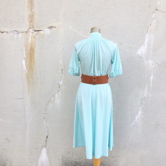 1970s Mint Green Smocked Yoke Dress (Women's Size… - image 8