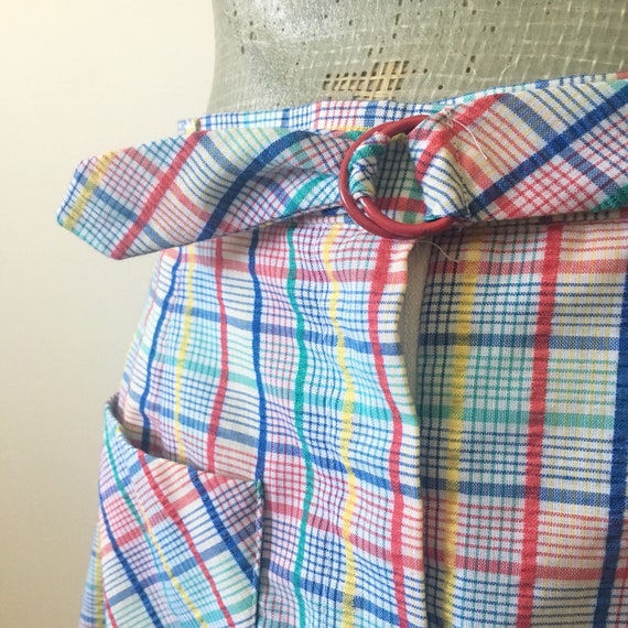 1960s Rainbow Plaid Casual Day Skirt (Size 10 12 … - image 4