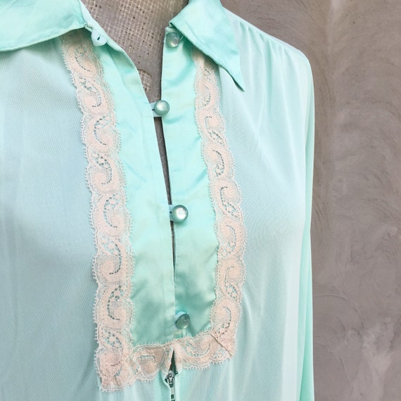 Vintage 1960s Mint Green Floor Length Night Gown … - image 5