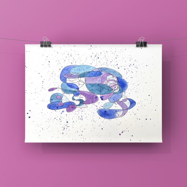 9 x 12 Original Water Color Abstract Art/Scribble Art