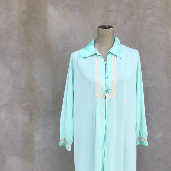 Vintage 1960s Mint Green Floor Length Night Gown … - image 2