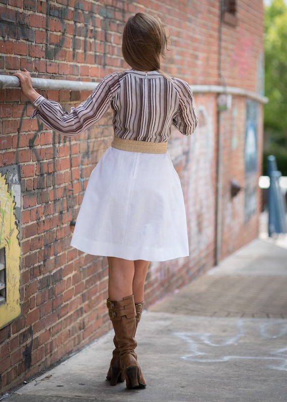 Vintage Chocolate Brown And Vanilla Striped Dress… - image 4