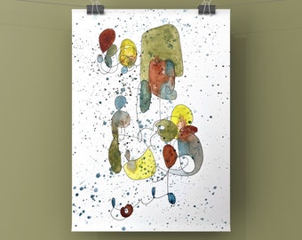 9 x 12 Original Water Color Abstract Art/Scribble Art