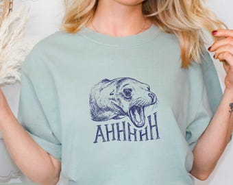 Camiseta Ahhhh Sea Lion, Camiseta Comfort Colors Unhinged Seal Meme, Top Retro Divertido de Animales, Camiseta Estilo Vintage de Animales Marinos de los 90