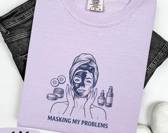 Masking My Problems Comfort Colors® T-shirt, Retro T-shirt, vintage housewife humor, mother's day T-shirt, 1950s sarcasm tee