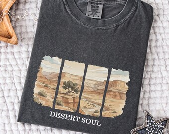 Camiseta Desert Soul, camiseta de inspiración suroeste, top gráfico de acuarela boho de colores cómodos, regalo para mujer Redrock Vibes