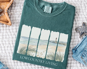 Lowcountry Living T-shirt, Ocean Inspiration Tee, Comfort Colors Boho Watercolor Graphic Top, Cute Women's Gift