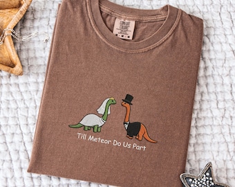 Camiseta bordada "Hasta que el meteorito nos separe", regalo para recién casados de Comfort Colors, camiseta para luna de miel de fin de semana de boda, hasta que la muerte nos separe.