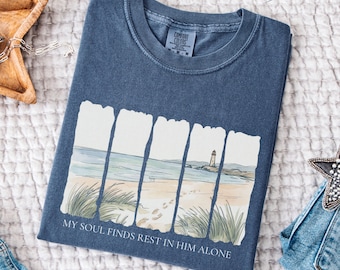 My Soul Finds Rest T-shirt, Christian Inspiration Tee, Comfort Colors Boho Watercolor Graphic Top, Women's Faith Apparel