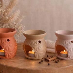 Ręcznie robiony ceramiczny kominek do olejków, dyfuzor olejków eterycznych, ciepła dekoracja, dobre samopoczucie i aromaterapia