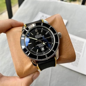 Vintage Breitling SuperOcean Heritage 46 mm automatisch met zwarte wijzerplaat – horloge voor heren, Vaderdagcadeaus