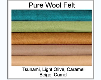 Pure Wool Felt -Australian Merino Wool - EXTRA LARGE 30x25cm  (10"x12") or Standard size 30x20cm (12"x8")  - 5 sheets - Autumn Boho