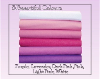 Felt Fabric Chemical Free Squares Pink/Purple Shades 12 squares