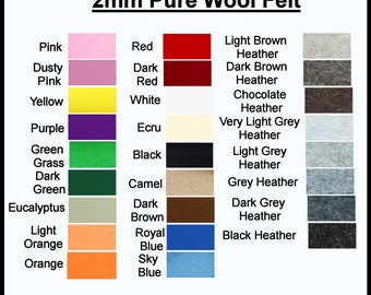 2mm Pure wool felt, ECO Friendly, WALDORF STEINER 1 square choose your colour