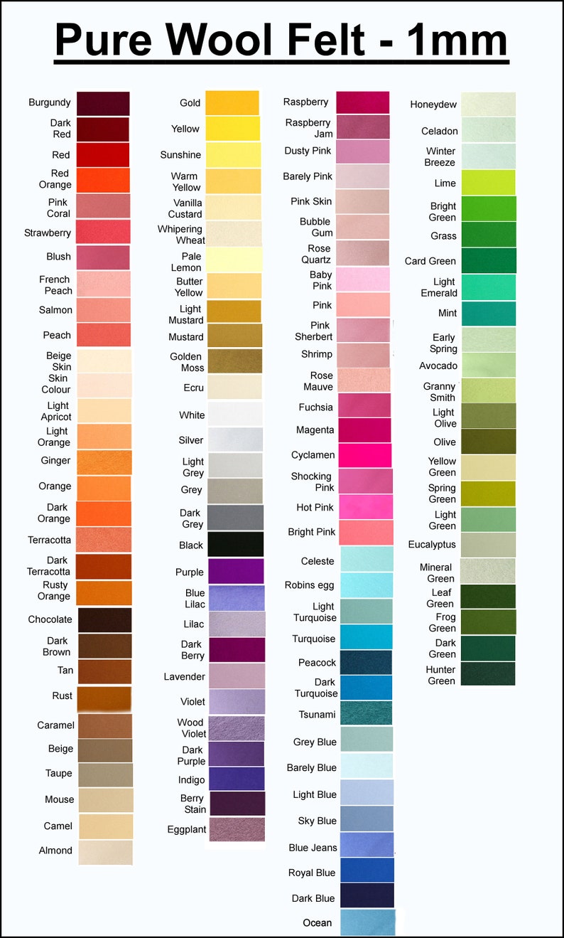 Pure Wool Felt 30cm x 20cm Australian Merino Wool Choose your own color 1 square image 1