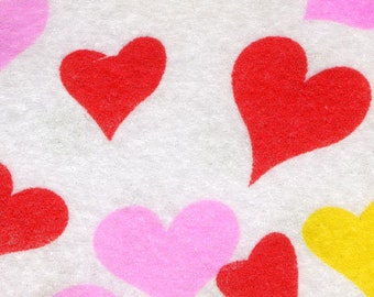 Printed felt - hearts pattern -  22.5 x 30cm