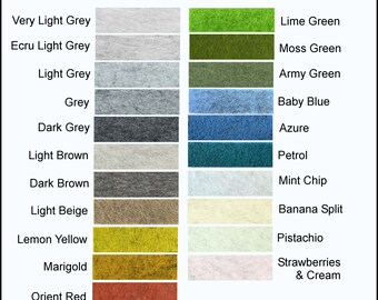 Pure Wool Heathered Felt - EXTRA LARGE 30cm x 25cm  (9.8" x 11 3/4") - Australian Merino Wool - 1mm wool felt - Choose your own - 1 sheet