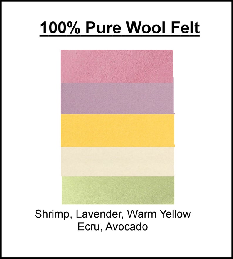 Pure Wool Felt EXTRA LARGE 30cm x 25cm 9.8 x 11 3/4 Spring Shades 5 squares Australian Merino Wool Yellow, Lavender, Avocado image 1