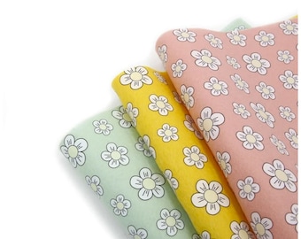 Pure Wool Felt - Plum Flower printed felt - non ravelling - 100% wool felt - size 9"x11"(23cm x 28cm) & 11"x 18"(28cm x46cm)