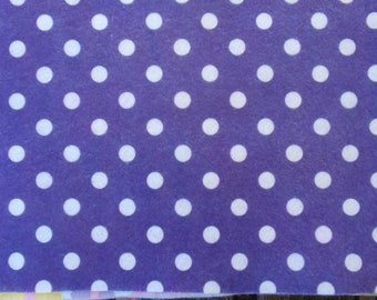 Printed felt - Acrylic felt - purple polka dot - 22.5 x 30cm