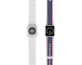 American Flag Apple Watch Band Durable & Adjustable Thermo Elastomer for 38mm-40mm-42mm-44mm Patriotic Style Gift