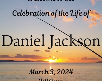 Celebration of life fishing poster. end of life celebration, Funeral Welcome Sign Poster, Funeral Sign Template 100% Editable Template 18X24