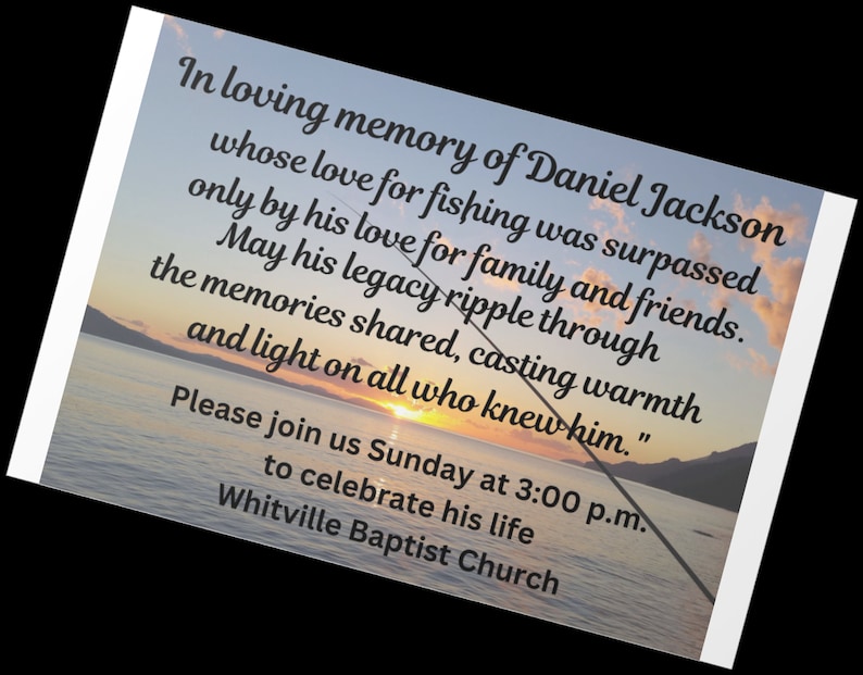 Celebration of Life Fishing Invitation, Announcement, Memorial Service ...