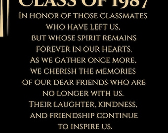 Remembrance Board, Customizable Editable Template, Memorial Poster Display, In Loving Memory Of Classmates, School Reunion