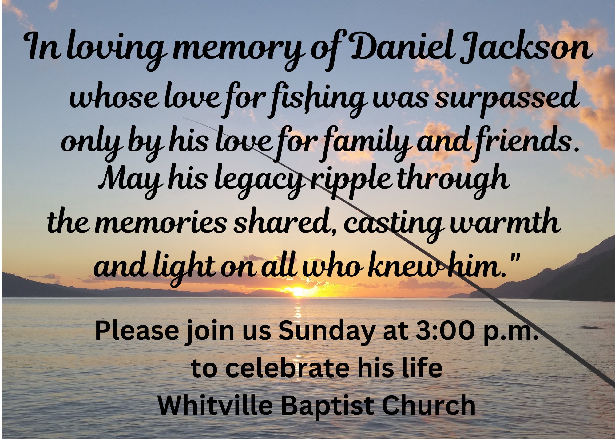 Celebration of Life Fishing Invitation, Announcement, Memorial Service ...