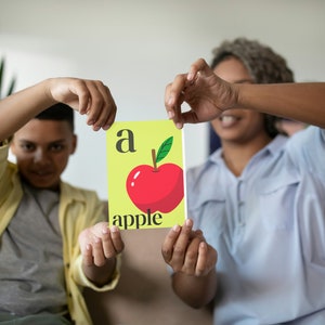Educational Alphabet Flashcards for Kids 26 Colorful Small Letter Cards with Pictures help young children learn to associate the letters