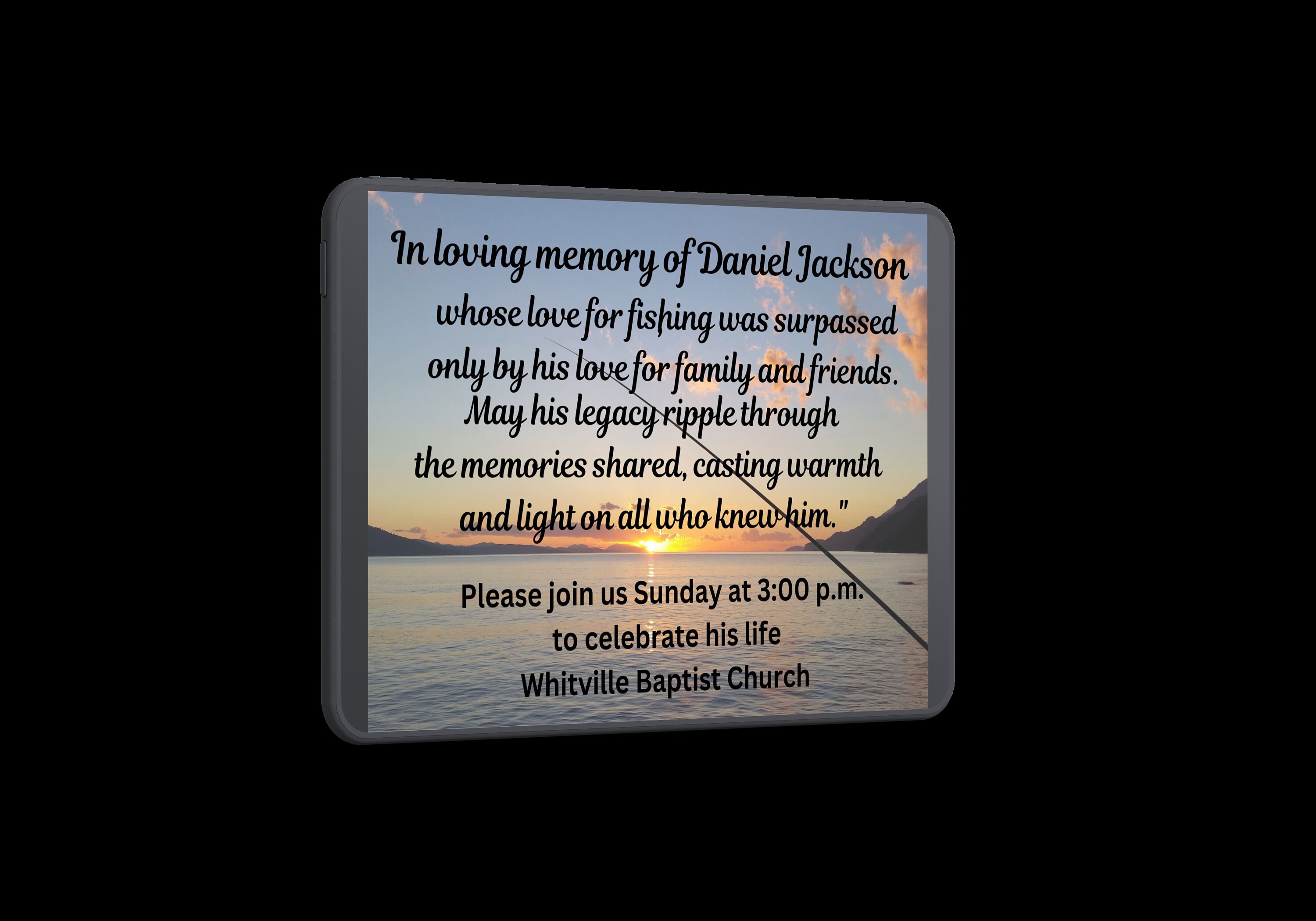 Celebration of Life Fishing Invitation, Announcement, Memorial Service ...