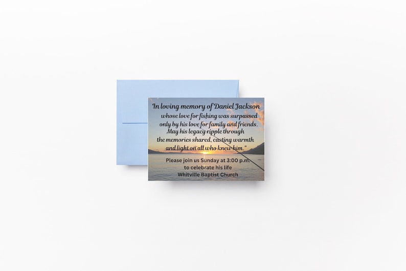 Celebration of Life Fishing Invitation, Announcement, Memorial Service ...