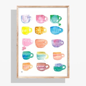 Original Aquarell: "Java Cup ""Cup Art Print""