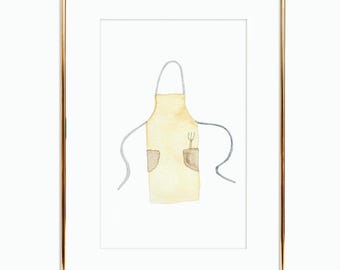 ガーデンエプロン水彩画ウォールアートプリント