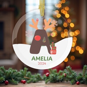Décoration de Noël personnalisée en verre pour le premier Noël de bébé - Jolie décoration de Noël, prénom personnalisé, décoration de Noël