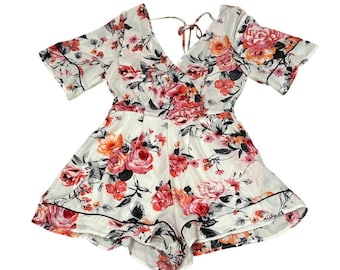 Y2K Trixxi white floral Romper Small short sleeve 1piece Boho Fairy Party Garden