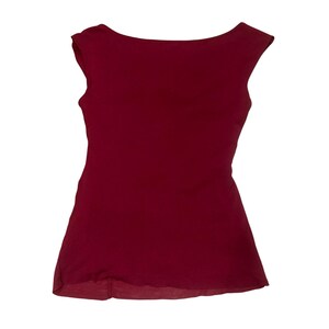 Anthropologie Y2K Sleeveless top burgundy red Medium Embellished Made in USA image 4