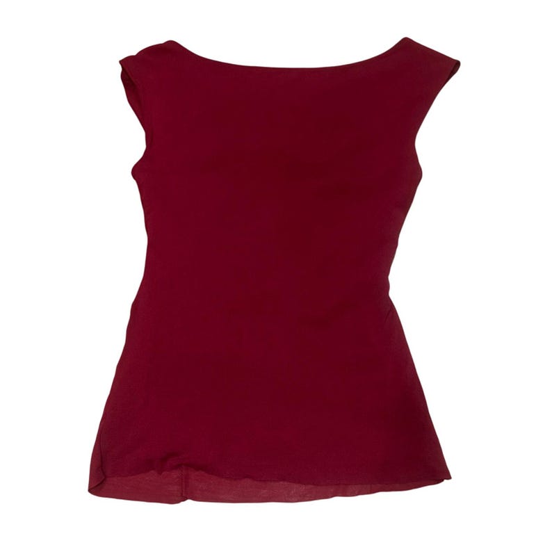 Anthropologie Y2K Sleeveless top burgundy red Medium Embellished Made in USA image 4