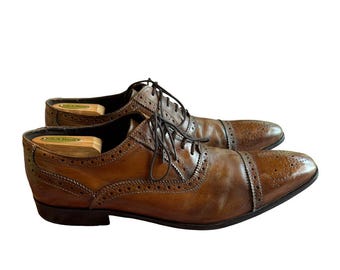 Giorgio Brutini Brogue Oxfords dress Shoes Mens 13 Tan Genuine Leather wingtip