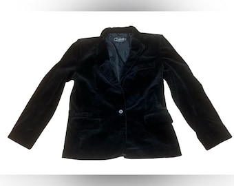 Vintage 70s Black Velvet Blazer Jacket Womens S/M 13/14 dark academia witchy