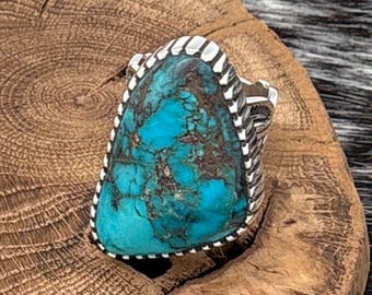 Anello HENRY YAZZIE in argento sterling Navajo e turchese Bisbee da 50 carati