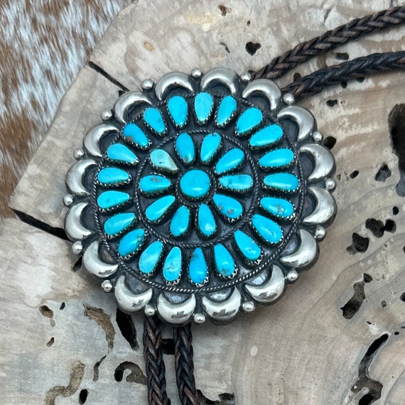 Sterling Bolo Tie & Earrings With Native American… - image 3