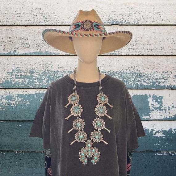 TONYA JUNE RAFAEL Navajo Sterling Turquoise Showstopper Squash