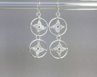 Spangles, pearly silk earrings, sterling silver