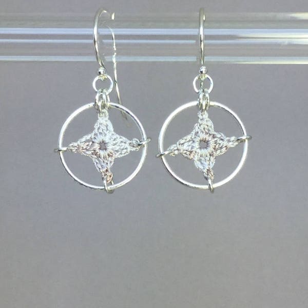 Spangles, pearly silk earrings, sterling silver