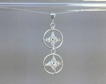 Spangles, pearly silk necklace, sterling silver