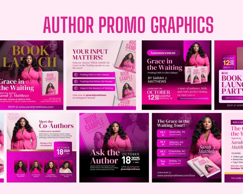 Author Book Launch Canva Templates: Christian Women's Promo Pack (Digital Download)